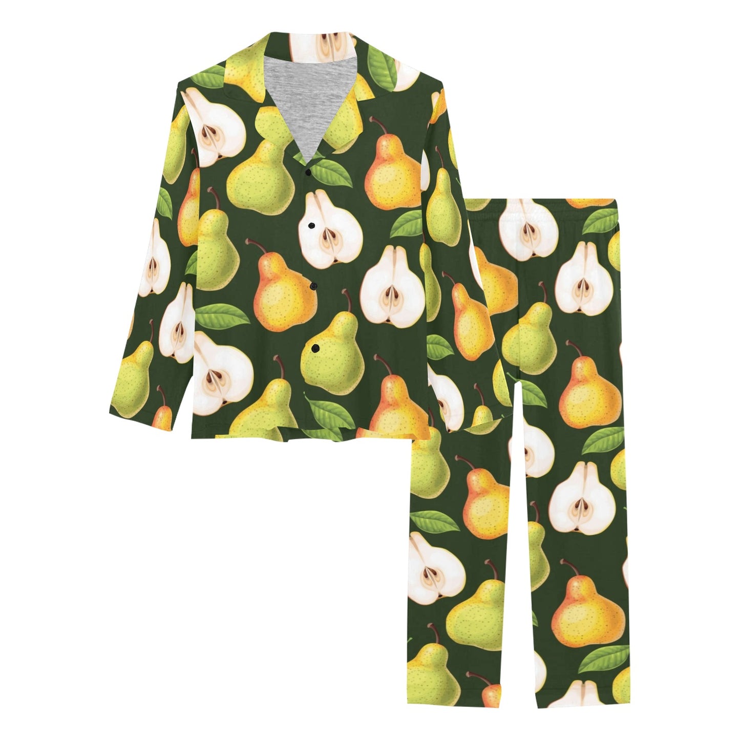 Pear Pattern Print Design PE06 Women's Long Pajama Set