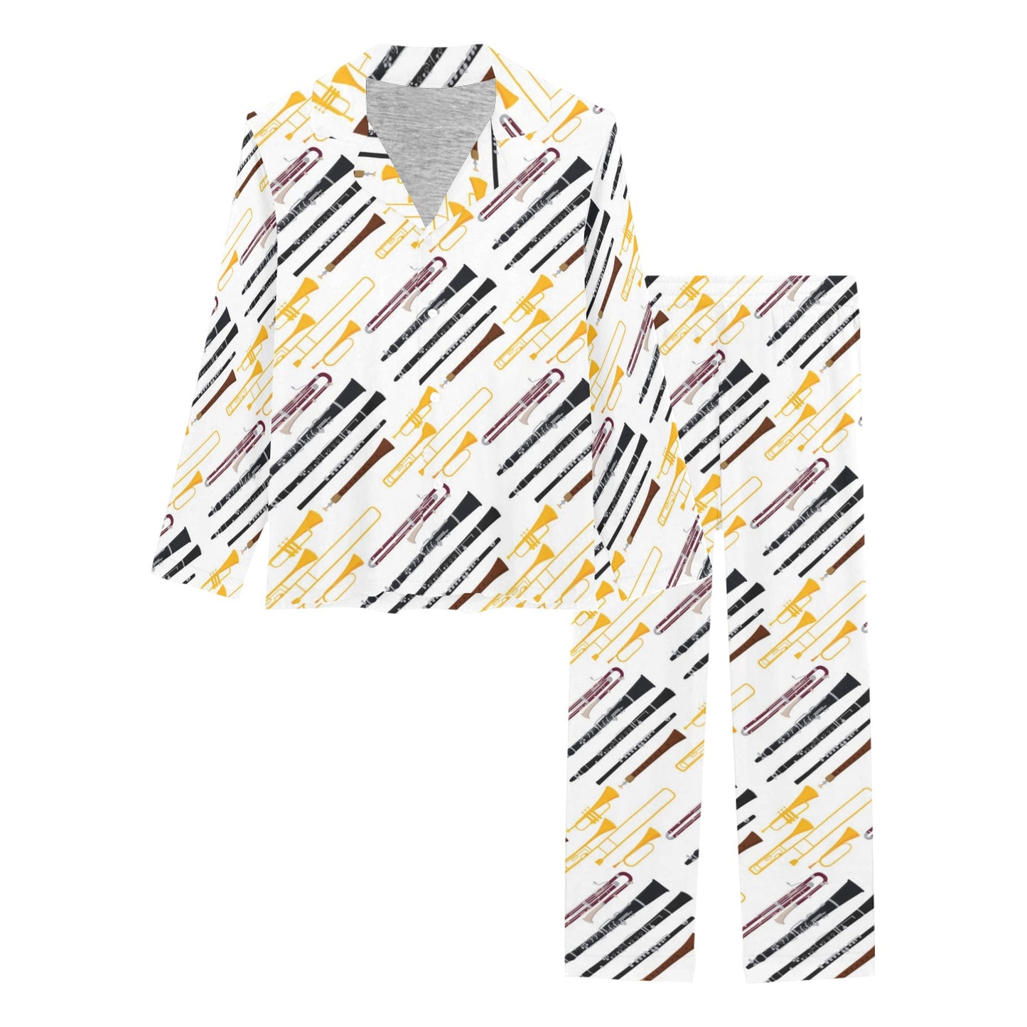 Clarinet Pattern Print Design 01 Women's Long Pajama Set