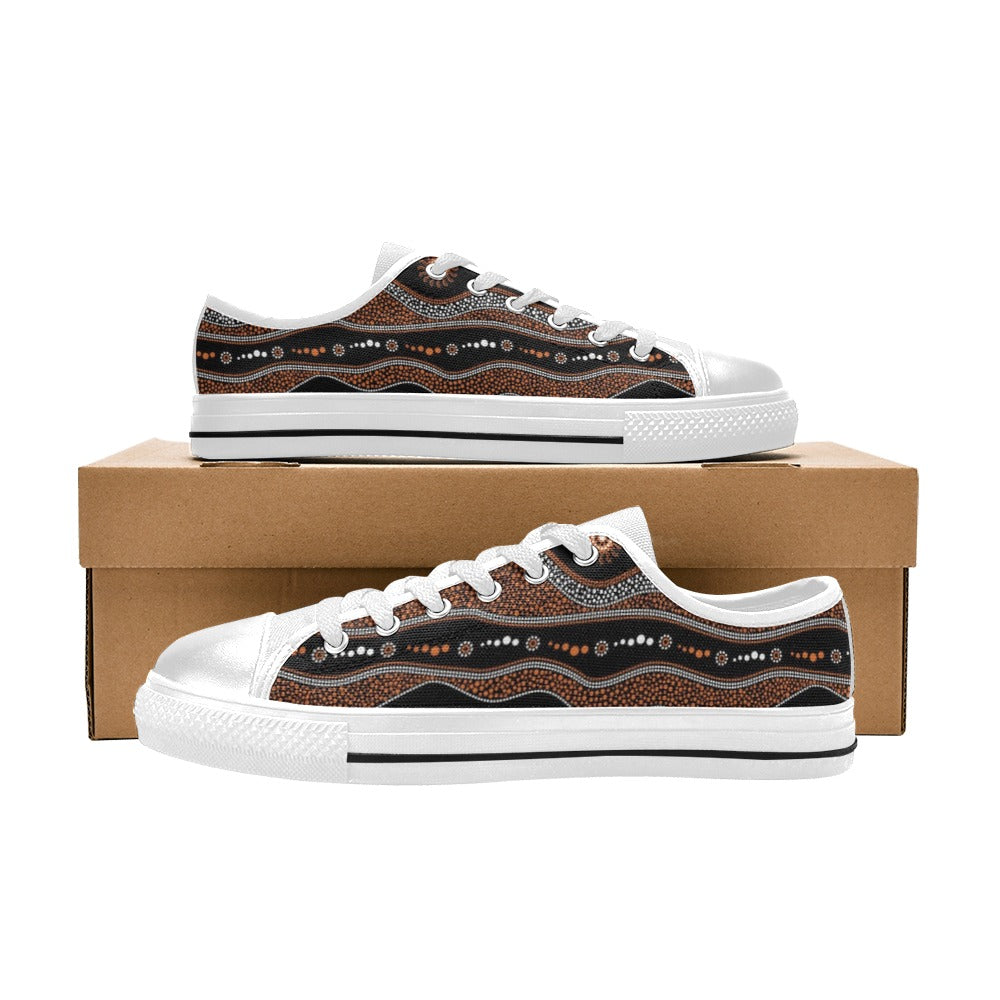 Aboriginal Print Design LKS404 Women's White Low Top Shoes