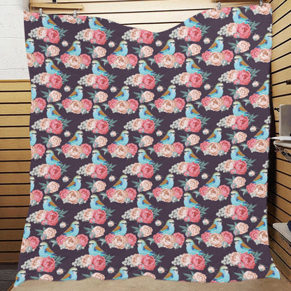 Bluebird Pattern Print Design 02 Premium Quilt