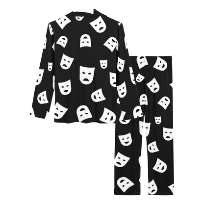 Acting Mask Pattern Print Design 03 Women's Long Pajama Set