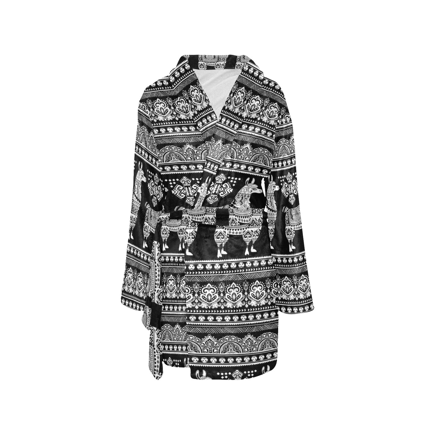 Llama Aztec Style Pattern Print Design 01 Women's Fleece Robe