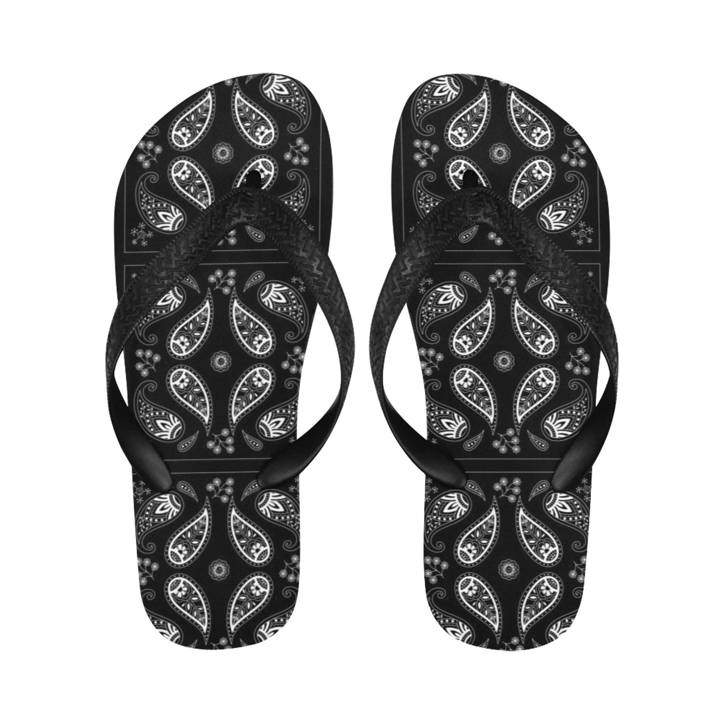 Bandana Paisley Black Print Design LKS308 Flip Flops