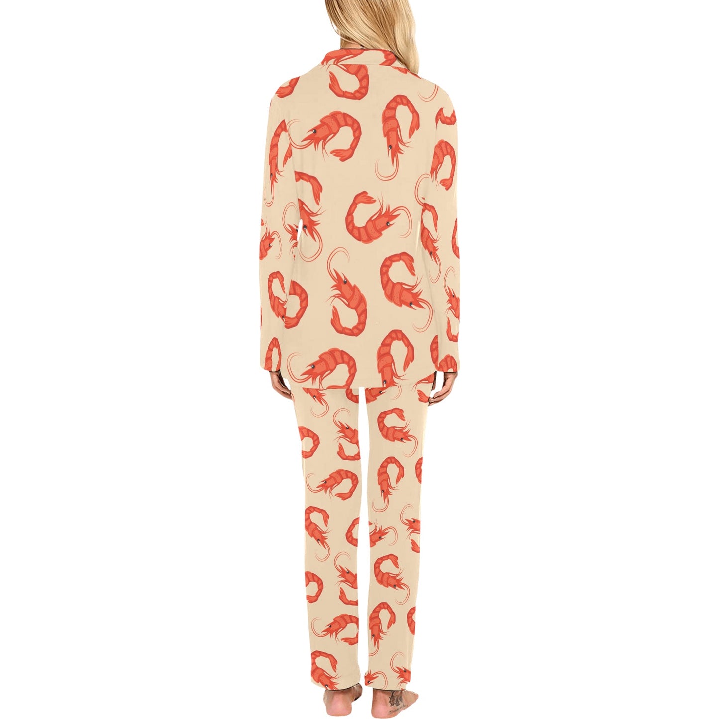 Prawn Pattern Print Design 02 Women's Long Pajama Set