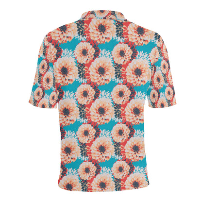 Dahlia Pattern Print Design DH05 Men Polo Shirt