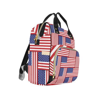 Patriotic US Flag Pattern Print Design A01 Diaper Bag Backpack