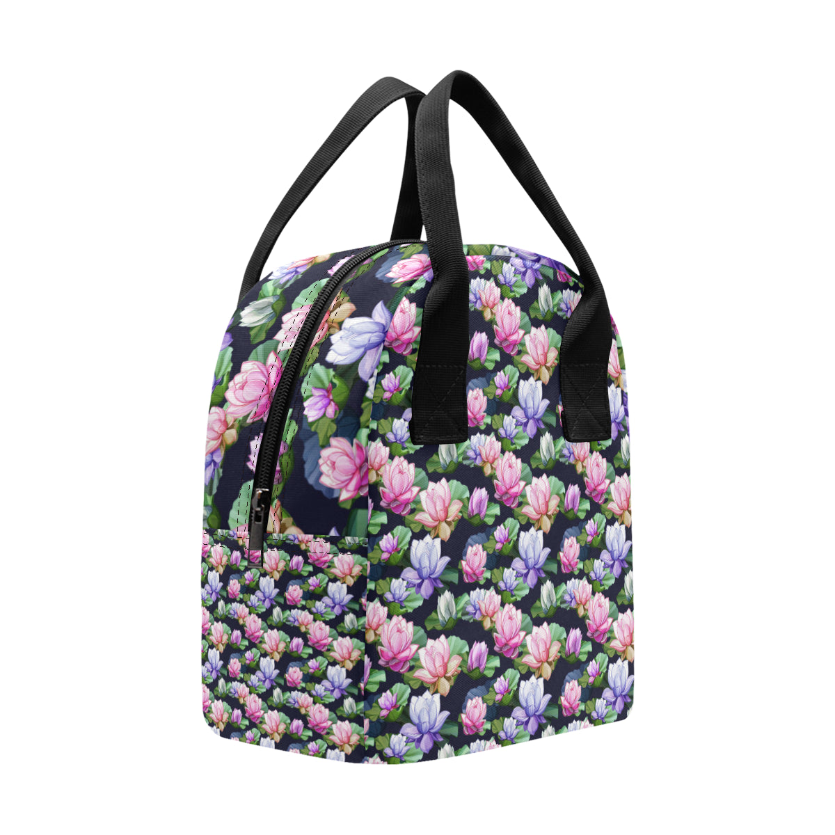 Lotus Flower Print Design Insulated Lunch Bag