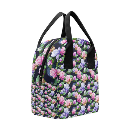 Lotus Flower Print Design Insulated Lunch Bag
