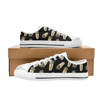 Burrito Print Design LKS303 Women's White Low Top Shoes