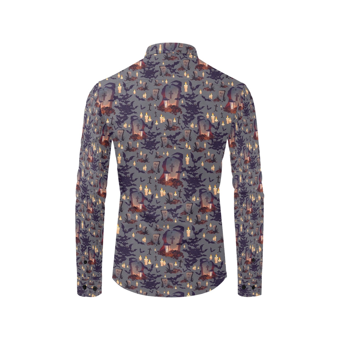 Creepy Graveyard Print Design LKS301 Men's Long Sleeve Dress Shirt