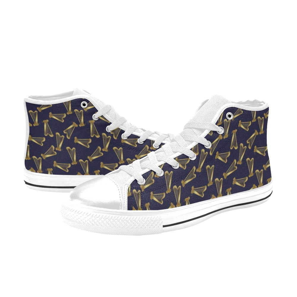 Harp Print Design LKS401 Men's High Top Canvas Shoes