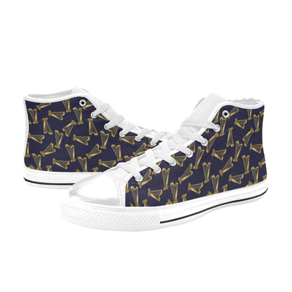 Harp Print Design LKS401 Men's High Top Canvas Shoes