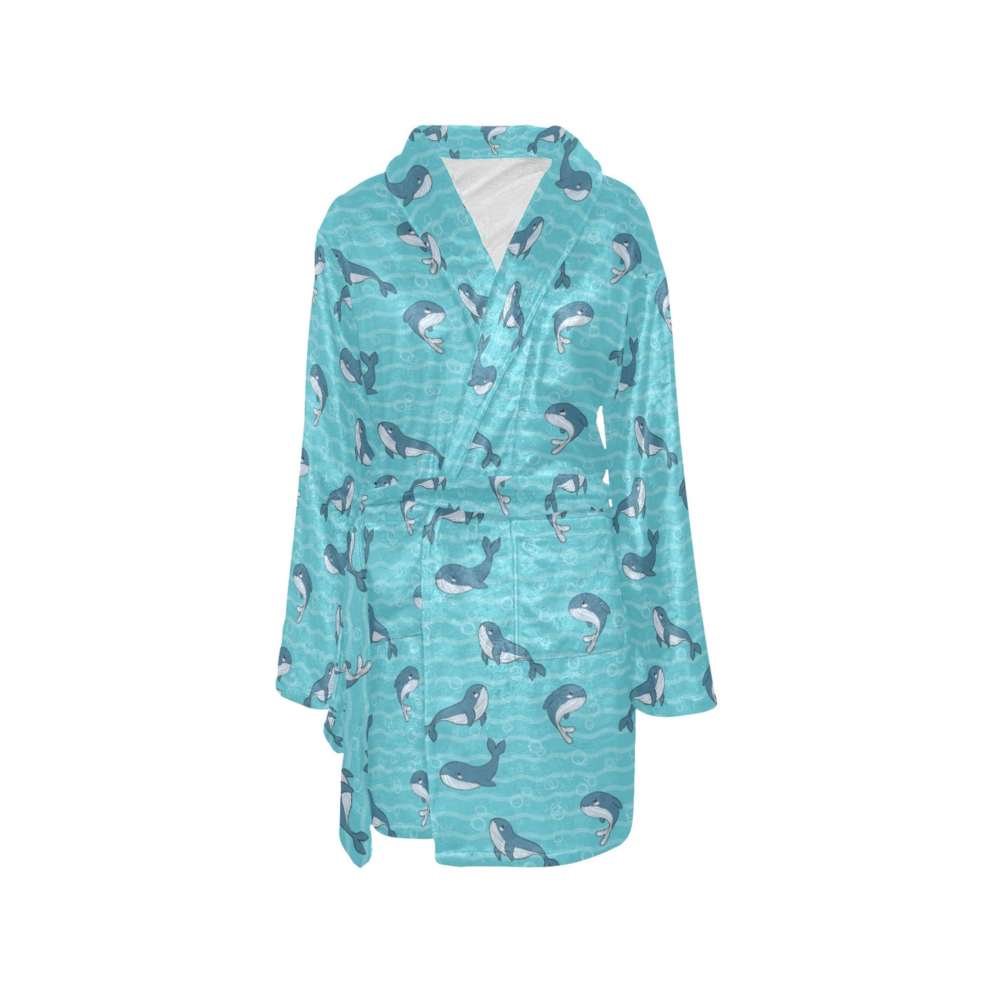 Whale Print Design LKS303 Women's Fleece Robe