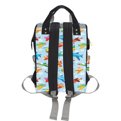 Airplane Colorful Pattern Print Design 01 Diaper Bag Backpack