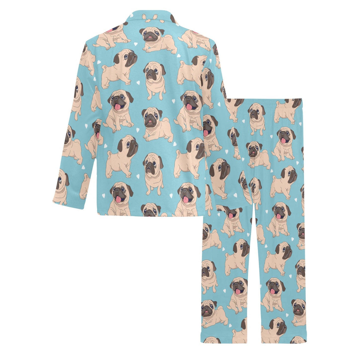Pug Pattern Print Design A03 Men's Long Pajama Set