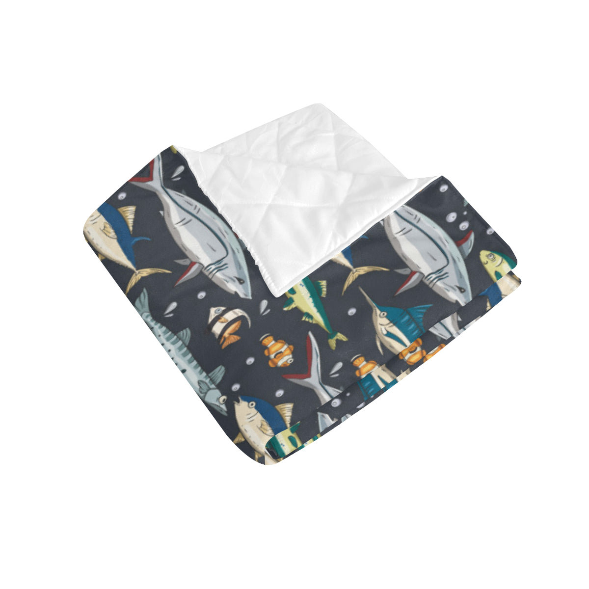 Swordfish Pattern Print Design 04 Premium Quilt
