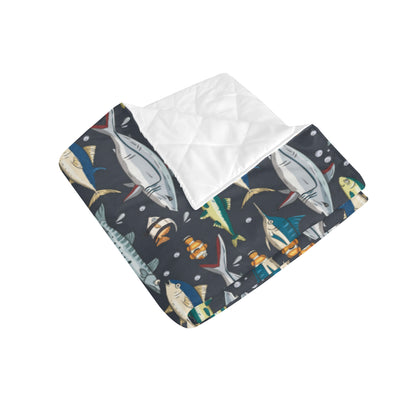 Swordfish Pattern Print Design 04 Premium Quilt