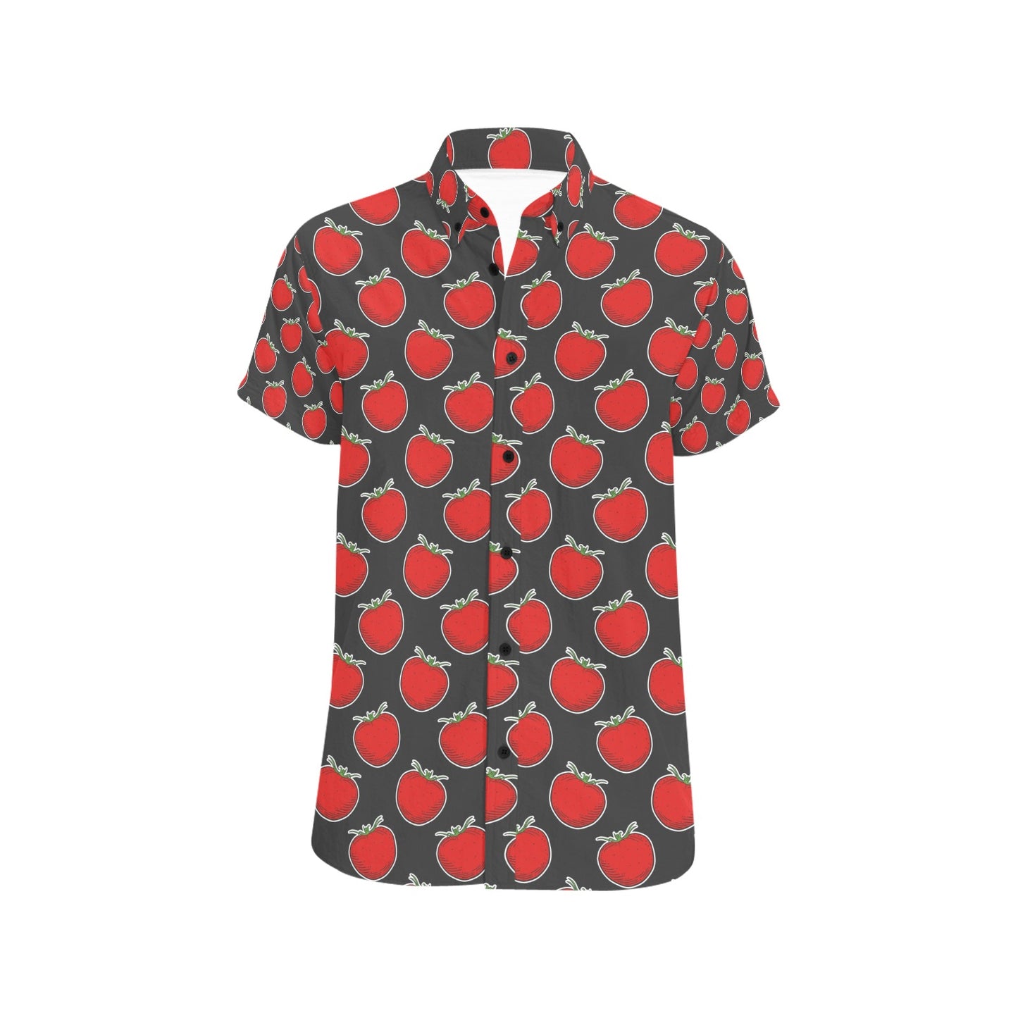Tomato Print Design LKS306 Men Short Sleeve Button Up Shirt