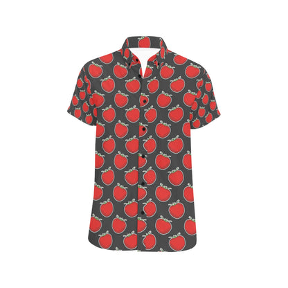 Tomato Print Design LKS306 Men Short Sleeve Button Up Shirt
