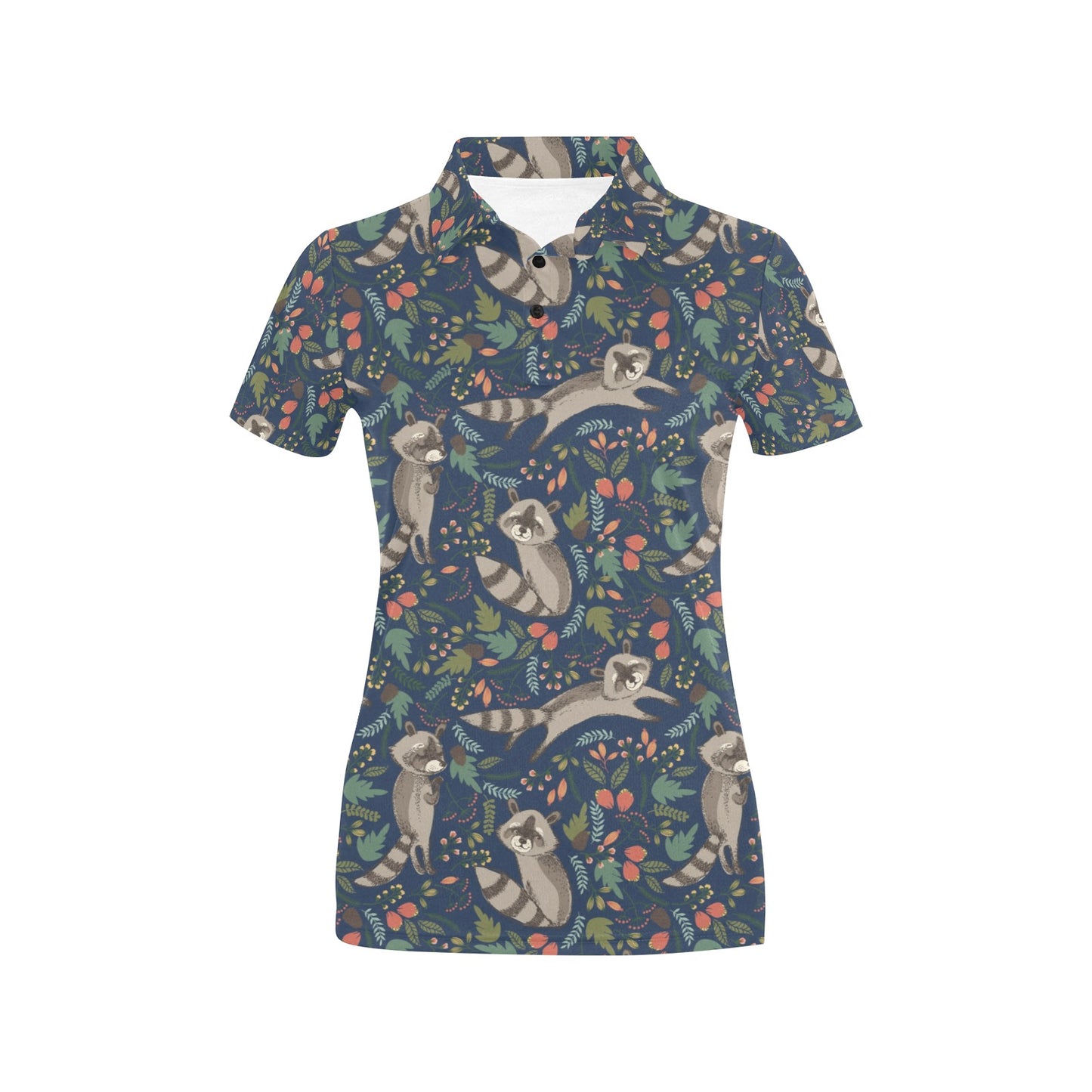 Raccoon Pattern Print Design A02 Women's Polo Shirt