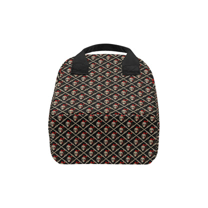 Skull Roses Bone Design Themed Print Insulated Lunch Bag