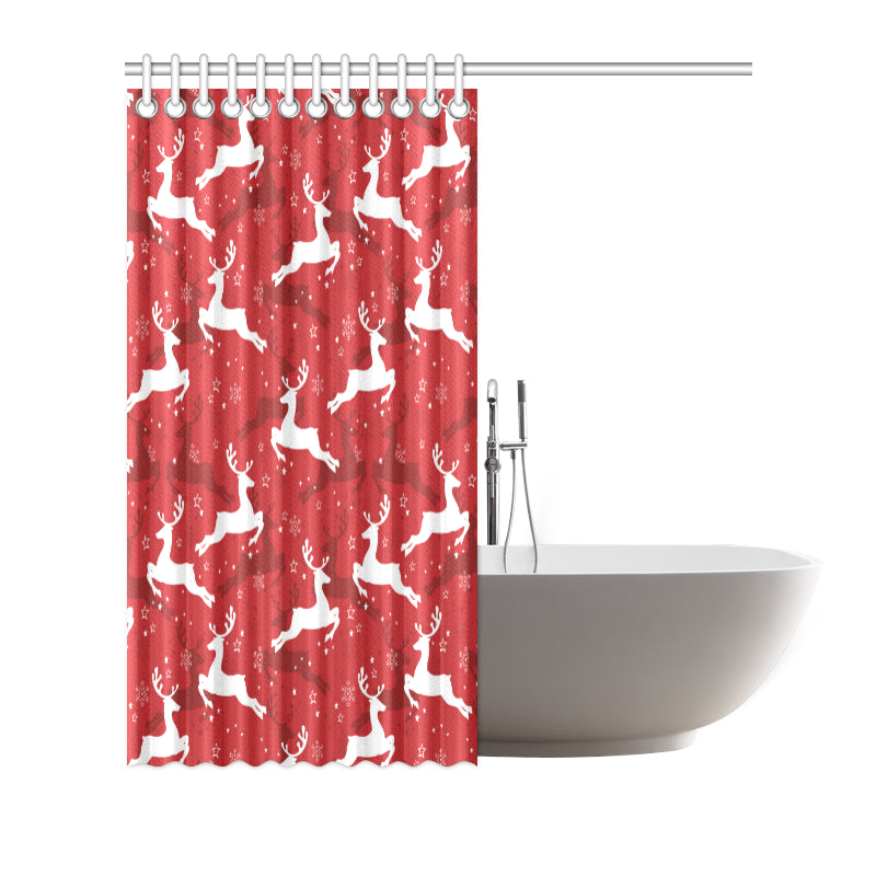 Reindeer Red Pattern Print Design 01 Shower Curtain