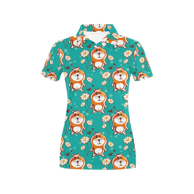 Hamster Pattern Print Design 01 Women's Polo Shirt