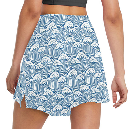 Wave Print Design LKS306 17" Golf & Pickleball Skort with Pockets