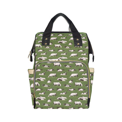 Cow on Grass Print Pattern Diaper Bag Backpack