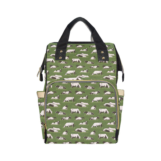 Cow on Grass Print Pattern Diaper Bag Backpack