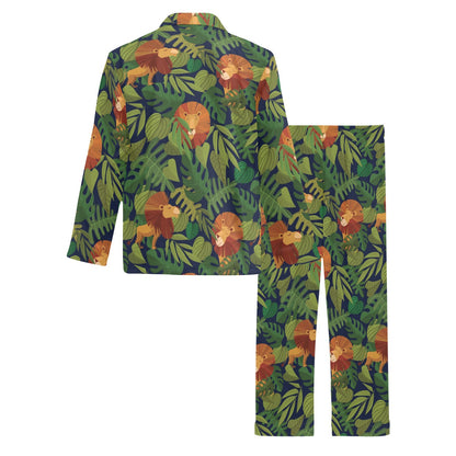 Lion Jungle Pattern Print Design 05 Men's Long Pajama Set