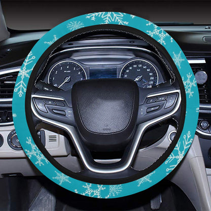 Snowflake Print Design LKS304 Steering Wheel Cover with Elastic Edge