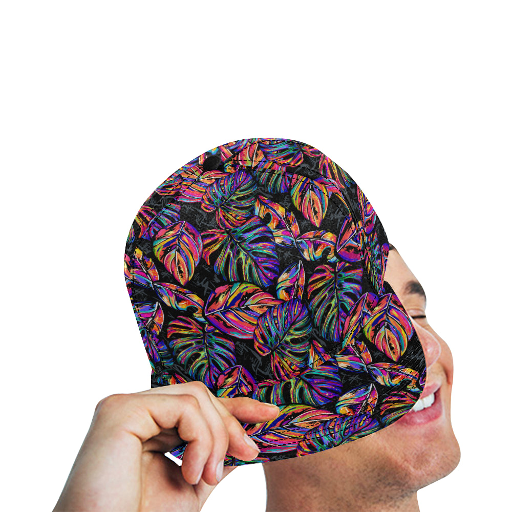Neon Color Tropical Palm Leaves Snapback Cap