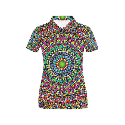 Bohemian Colorful Style Print Women's Polo Shirt