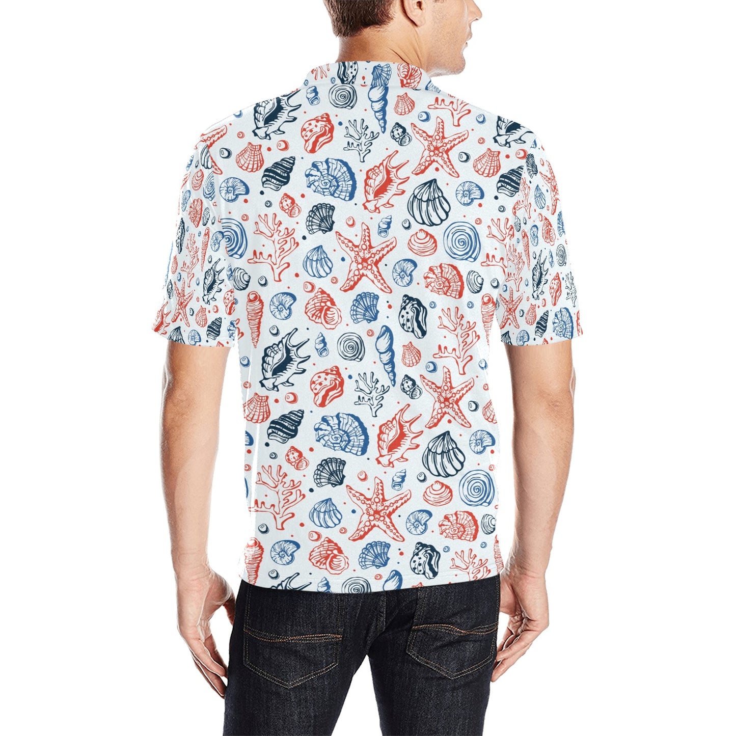 Seashell Print Design LKS307 Men Polo Shirt