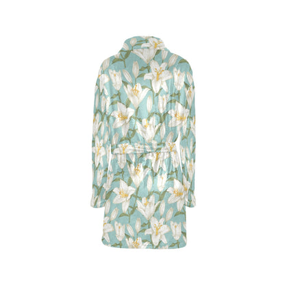 Lily Pattern Print Design LY09 Women's Fleece Robe