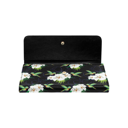 Hummingbird with Flower Pattern Print Design 03 Women's Trifold Wallet