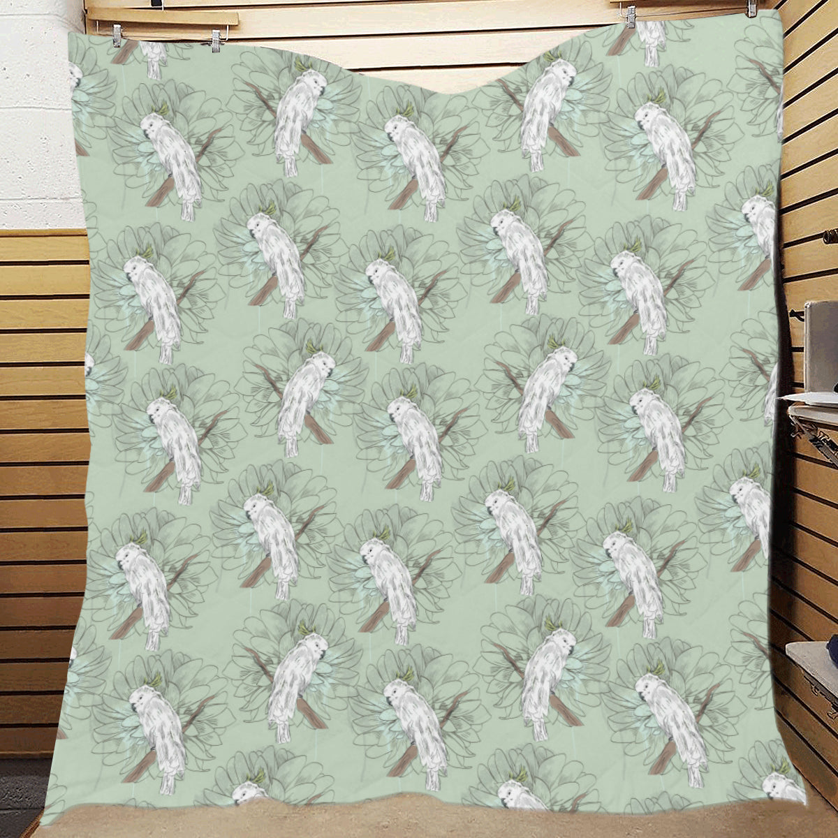 Cockatiel Pattern Print Design 01 Premium Quilt