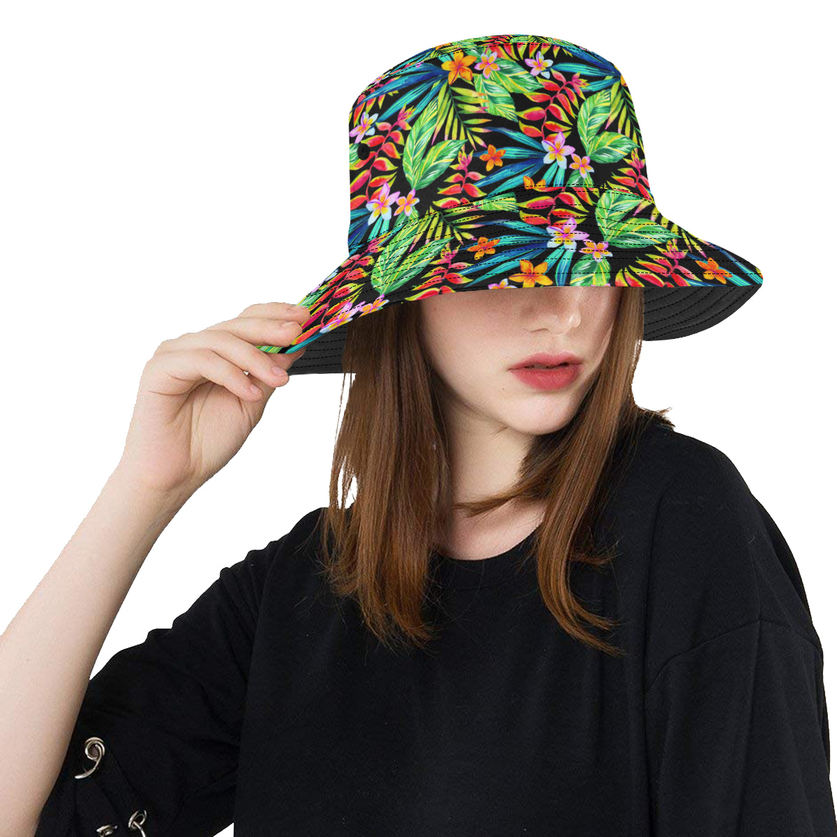 Heliconia Pattern Print Design HL09 Unisex Bucket Hat