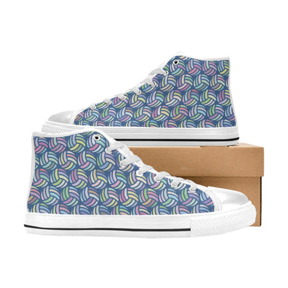 Volleyball Print Design LKS301 Men's High Top Canvas Shoes