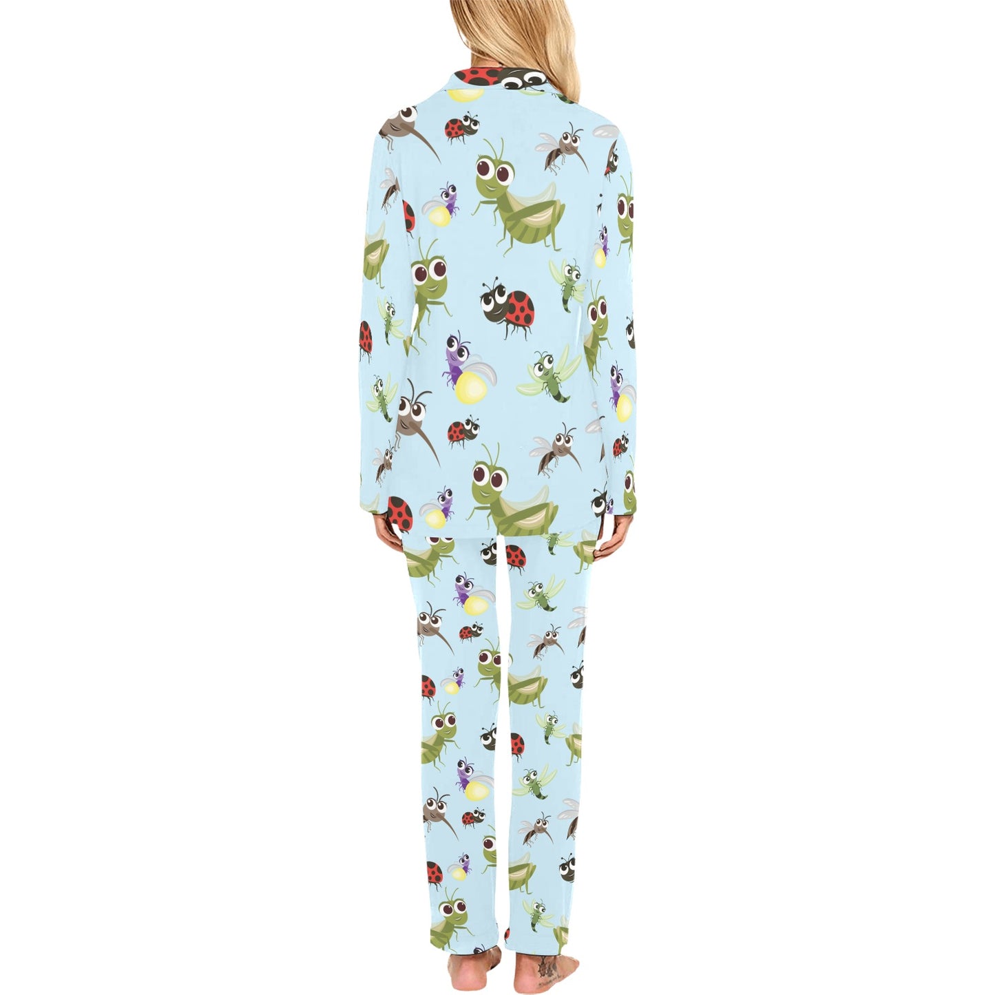 Ladybug Pattern Print Design 01 Women's Long Pajama Set