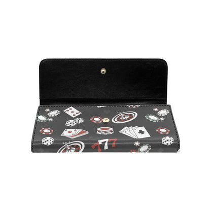 Casino Pattern Print Design 02 Women's Trifold Wallet