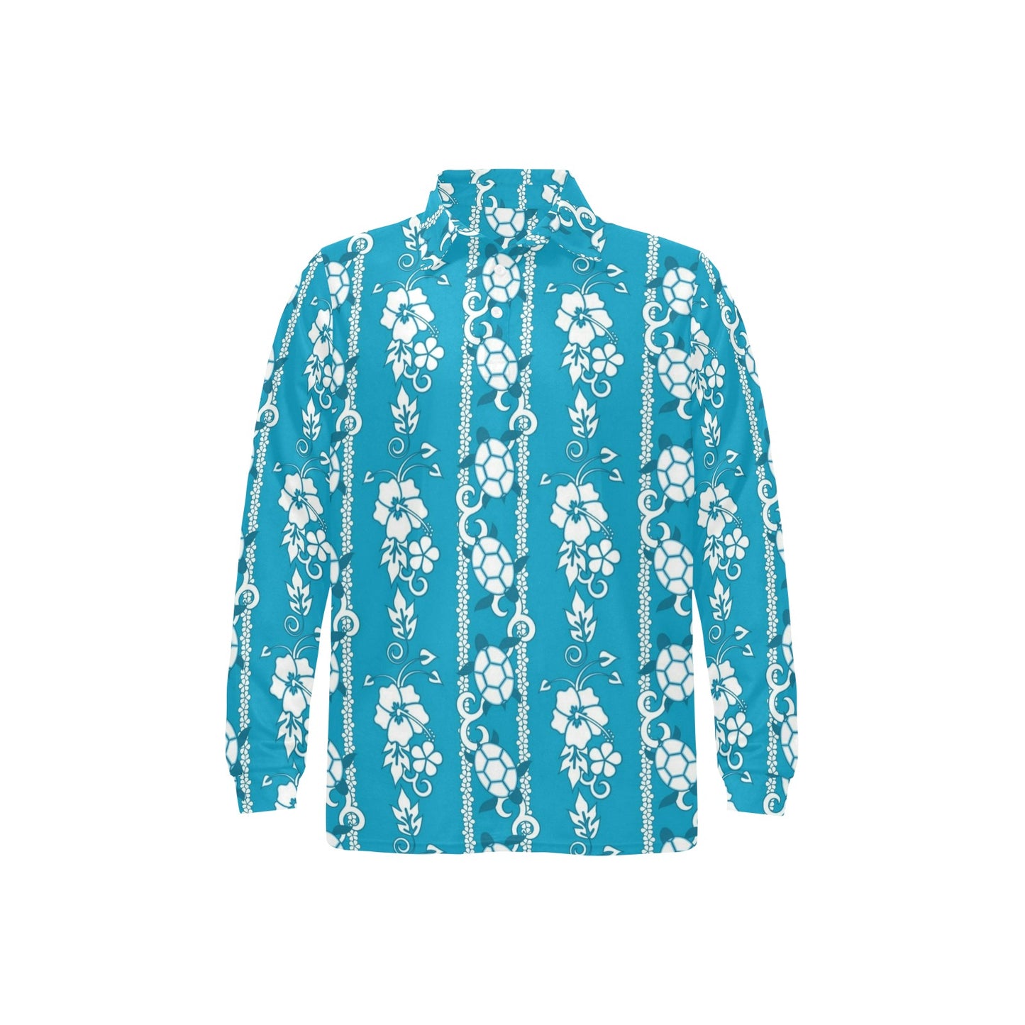 Hawaiian Themed Pattern Print Design H025 Long Sleeve Polo Shirt For Men's