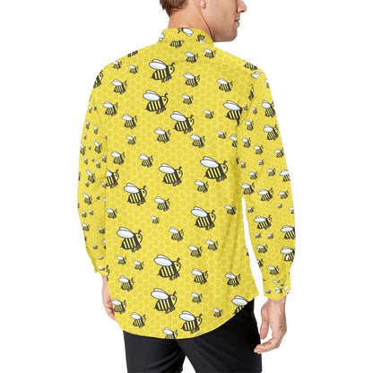 Bee Cute Print Design LKS308 Men's Long Sleeve Dress Shirt