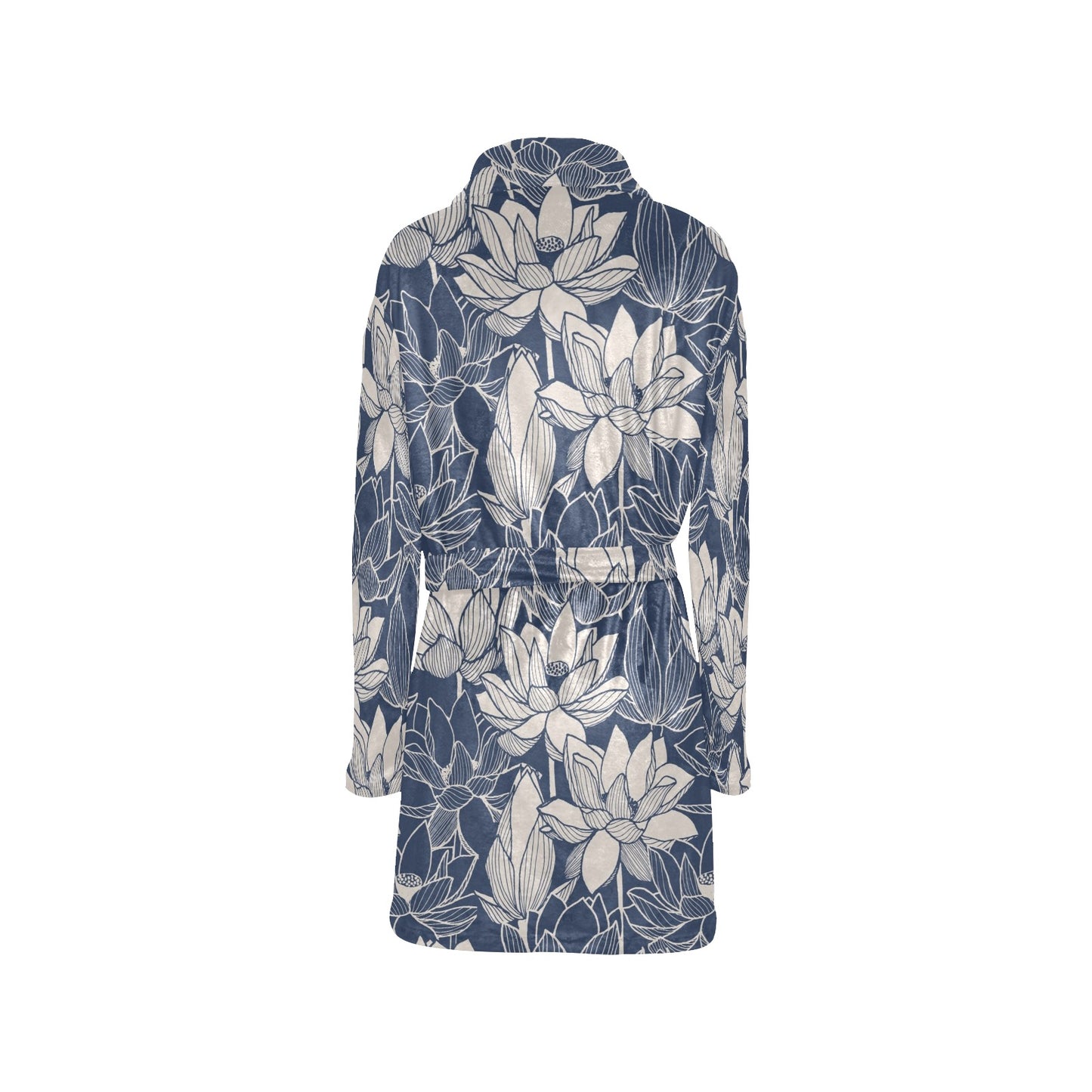 Water Lily Pattern Print Design WL04 Women's Fleece Robe