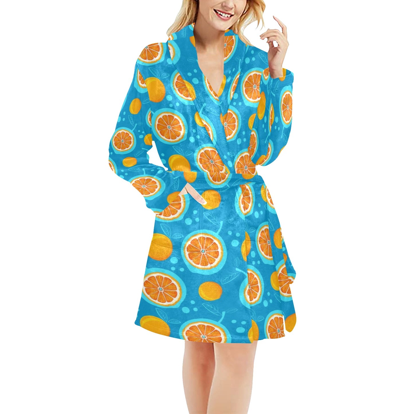 Grapefruit Pattern Print Design GF03 Women's Fleece Robe