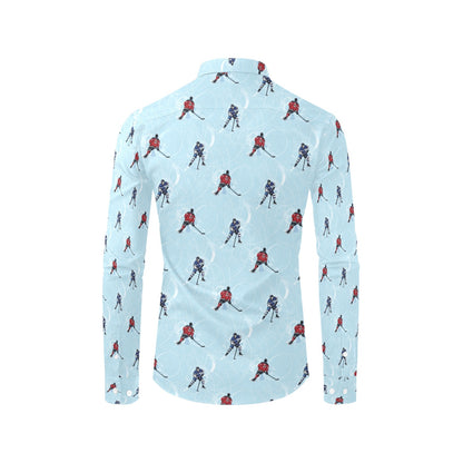 Hockey Player Print Design LKS302 Men's Long Sleeve Dress Shirt