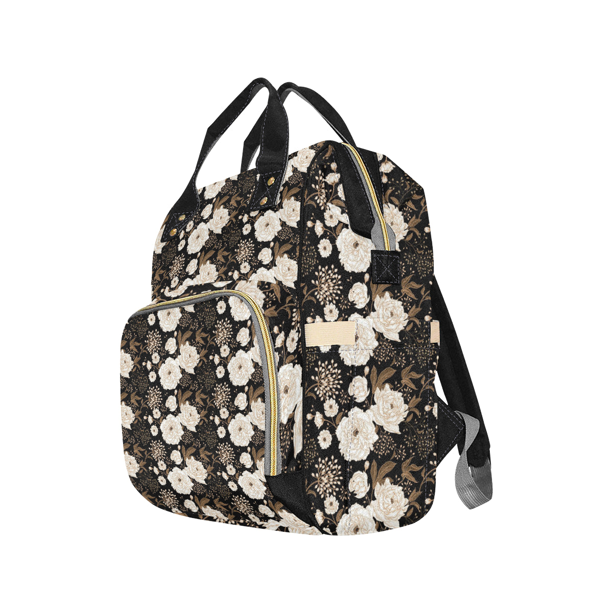Peony Pattern Print Design A02 Diaper Bag Backpack
