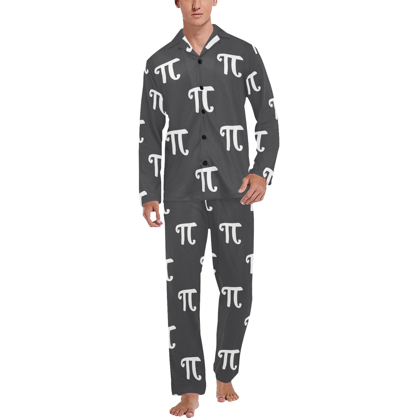 Pi Day Pattern Print Design A01 Men's Long Pajama Set