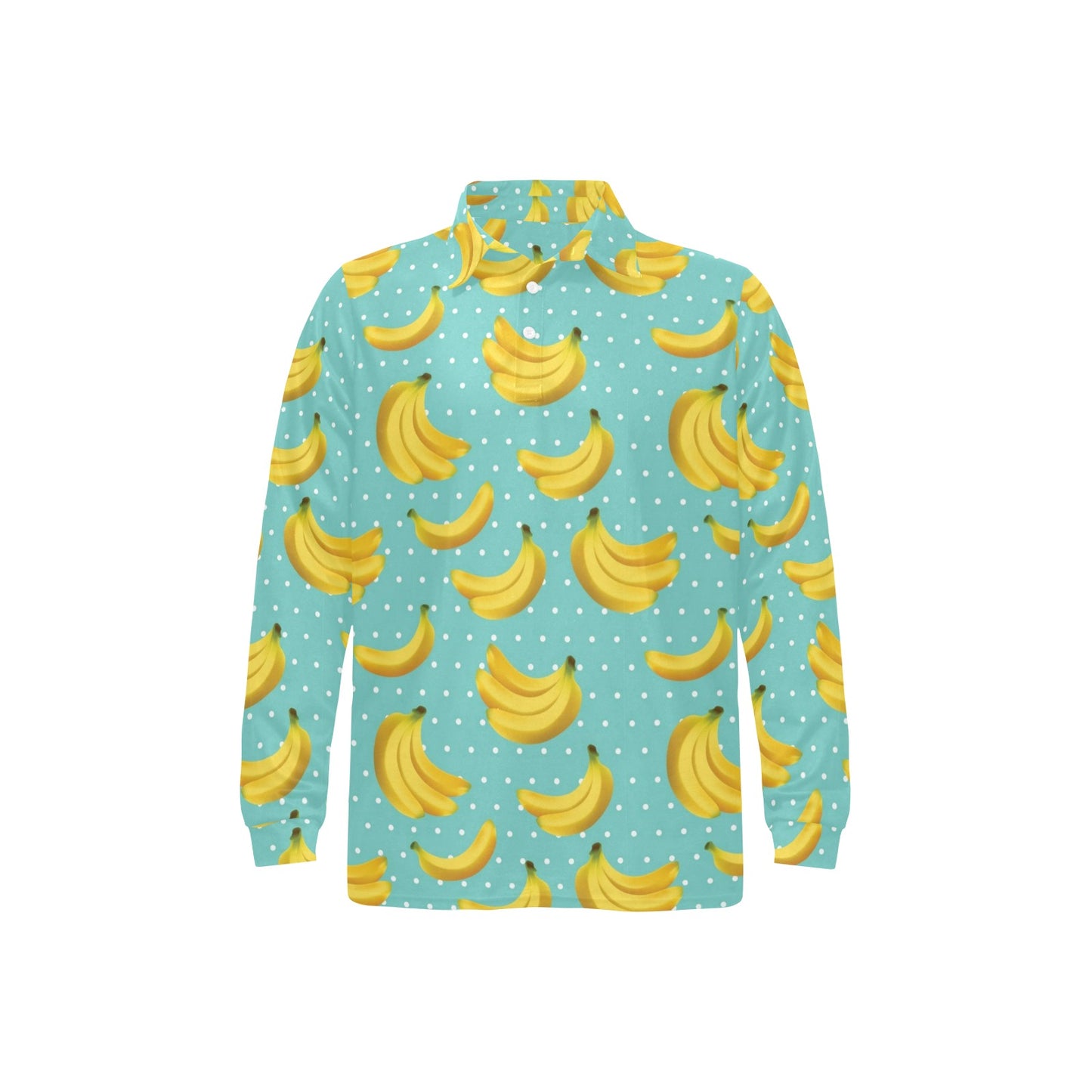 Banana Pattern Print Design BA02 Long Sleeve Polo Shirt For Men's